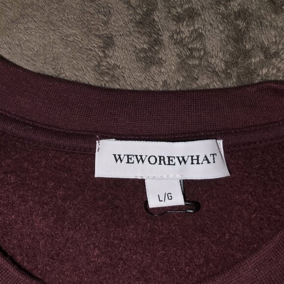 WeWoreWhat Wellness Club Oversized Crewneck Sweatshirt Burgundy L - Picture 5 of 12